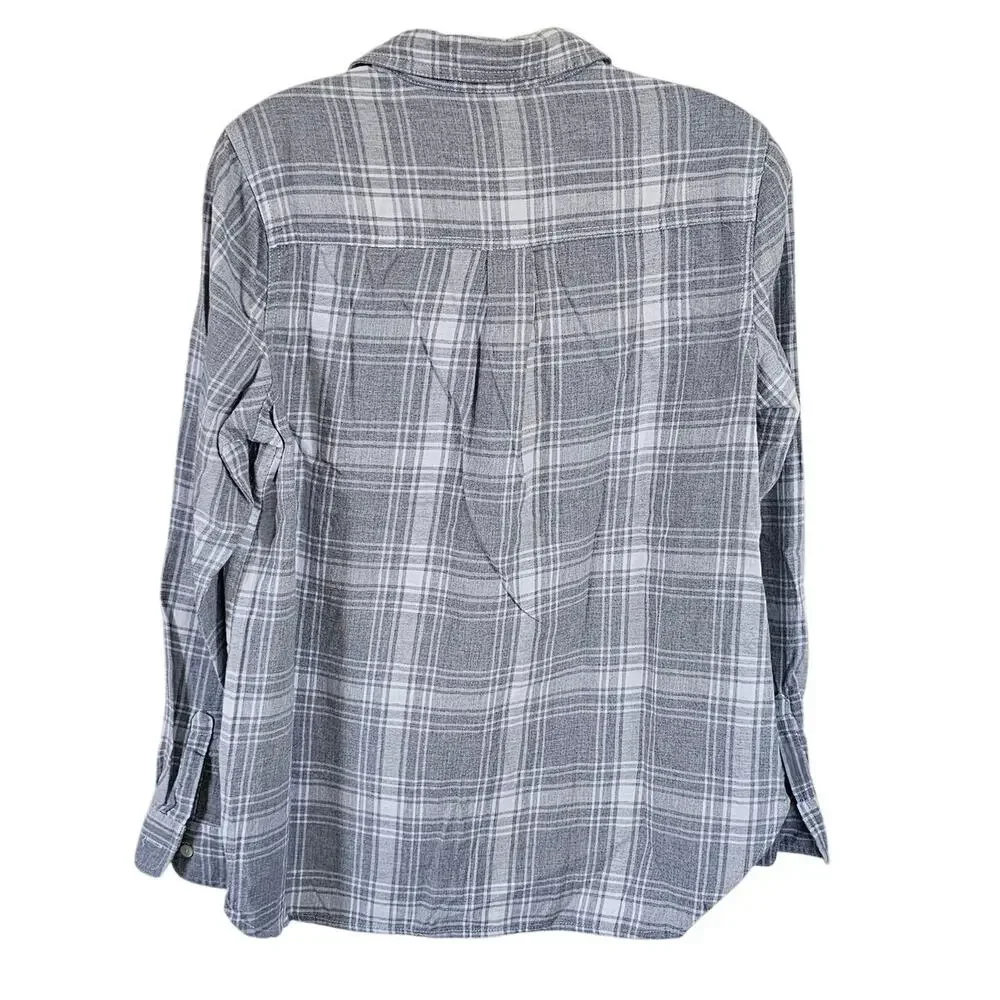 Old Navy The Classic Shirt Boyfriend Plaid Flannel Shirt Top for Women, Sz M